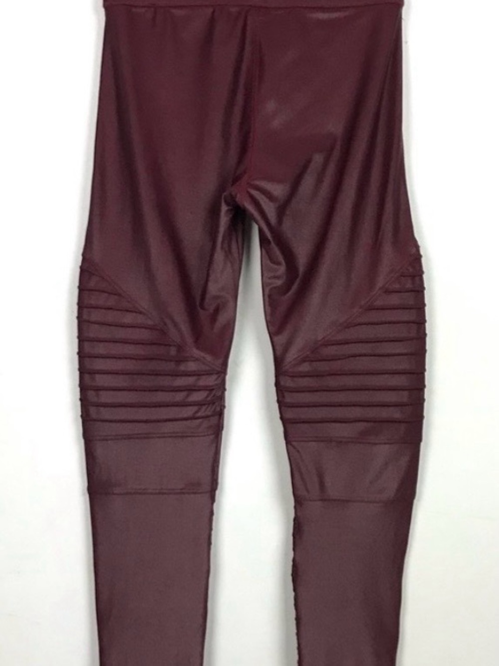 Carbon38 High Rise Moto Leggings Burgundy Metallic Liquid Shine Size S - Picture 3 of 7